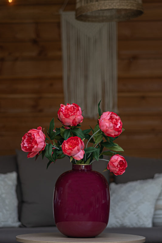 Boeket Peony rood | Exclusief vaas